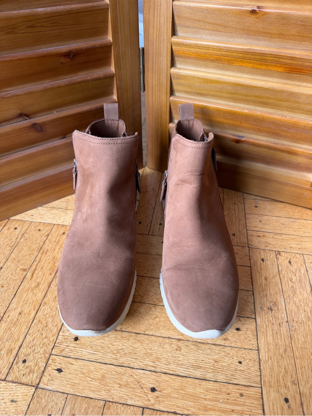 Cole Haan Tan Suede Ankle Booties with Side Zip
